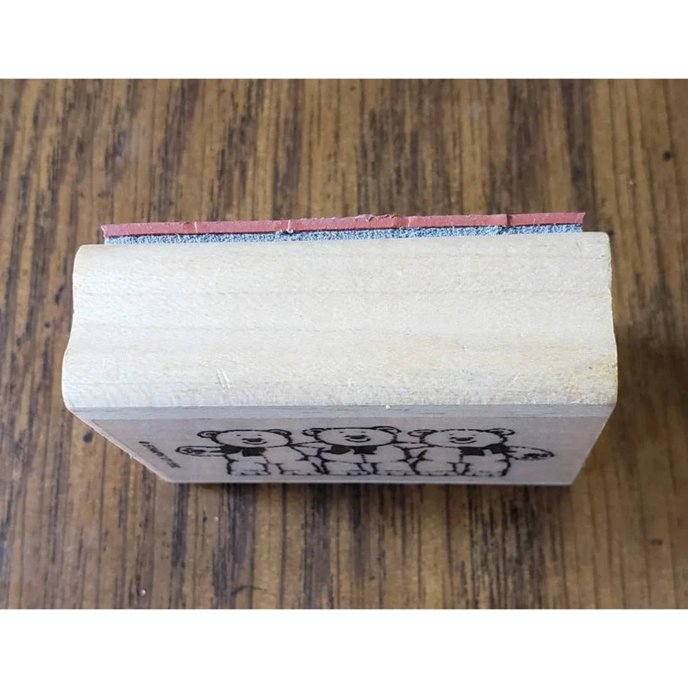 Stampin Up Three Teddy Bears Hugging 1992 Wood Mounted Rubber Stamp